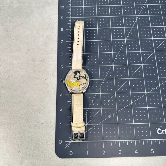 Fossil Watch Womens 42mm Floral Rhinestone Dial Bezel Silver Tone New Battery main image 6
